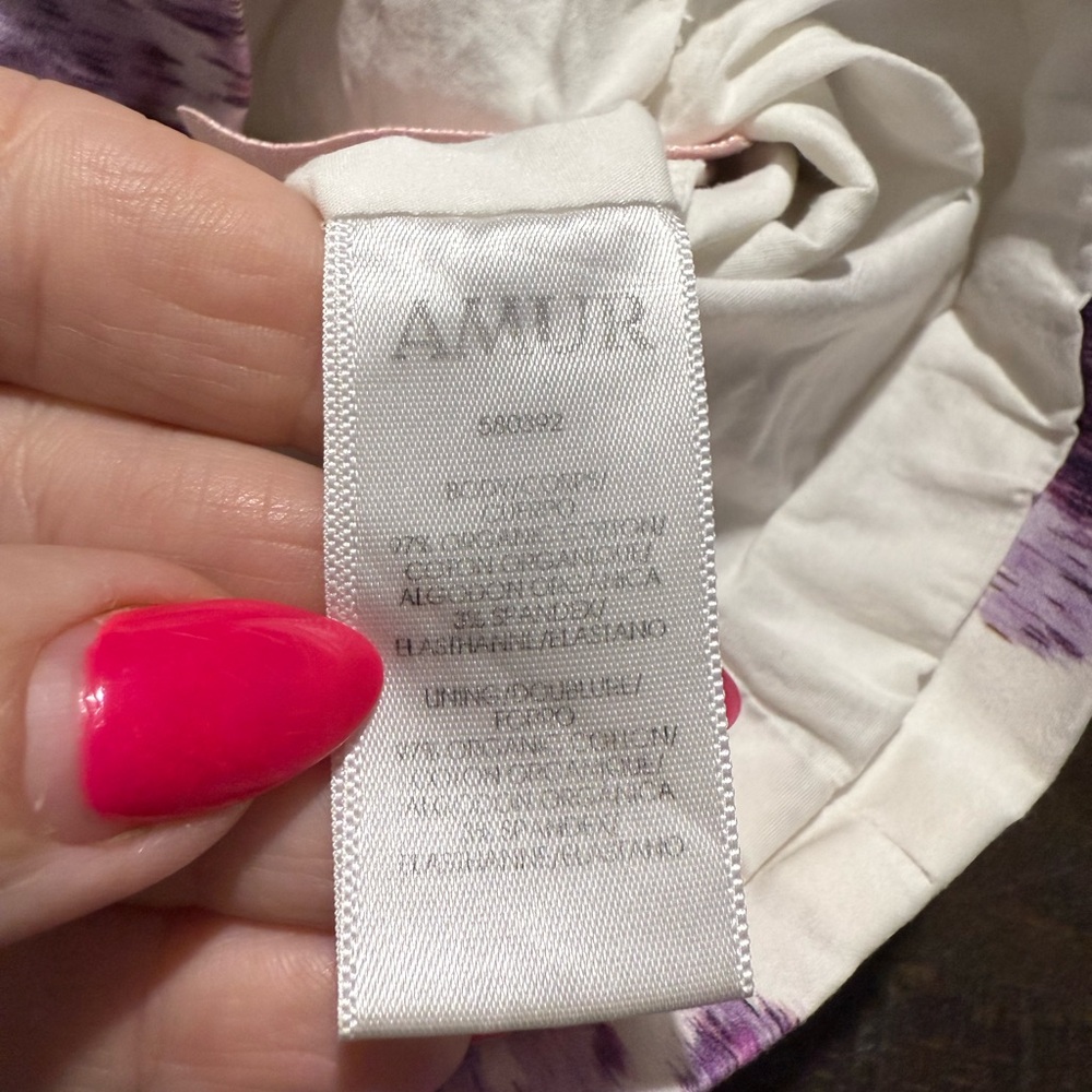 AMUR Shanae White Purple Watercolor Off The Shoulder Top Sz Small - Picture 15 of 15